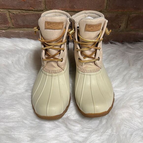 Sperry Women’s Saltwater Sparkle Rain Boot Water Resist Duck metallic Size 9.5 - Picture 2 of 8